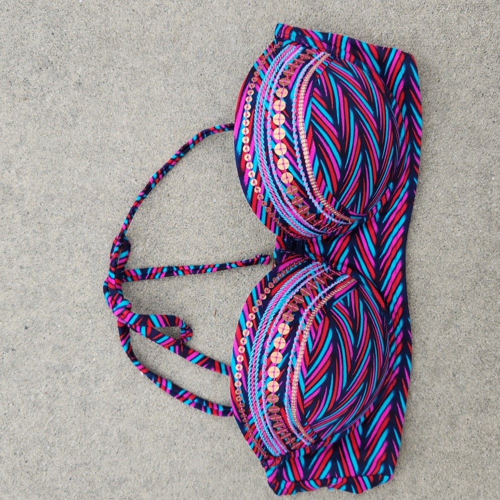 Target Xhileration Push Up Embroidered Bikini Top Women Size S